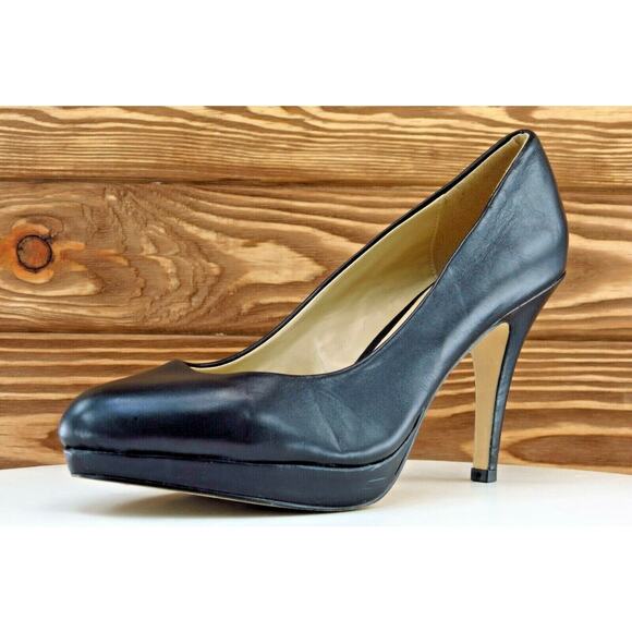 Aldo Size 38 M Black Almond Toe Platform Leather Women - Picture 1 of 7